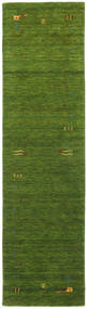 Gabbeh Loom Frame 80X300 Small Green Runner Wool Rug