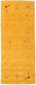 Gabbeh Loom Frame 80X200 Pequeno Amarelo Passadeira Tapete Lã