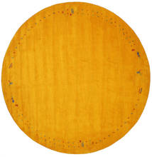 Gabbeh Loom Frame Ø 300 Duży Żółty Okrągły Dywan Wełniany