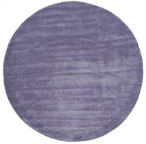  Ø 300 Einfarbig Groß Handloom Teppich - Lila Wolle