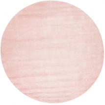 Handloom Ø 250 Duży Różowy Jednobarwny Okrągły Dywan Wełniany