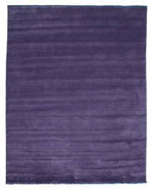 Handloom Fringes 200X250 Purple Plain (Single Colored) Wool Rug