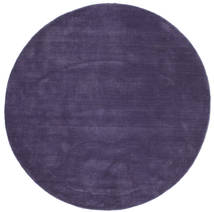  Wool Rug Ø 200 Handloom Dark Purple Round