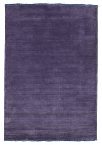 Handloom Fringes 160X230 Purple Plain (Single Colored) Wool Rug