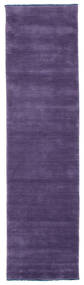 Handloom Fringes 80X300 Small Purple Plain (Single Colored) Runner Wool Rug