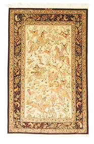  Persisk Ghom Silke Figurativt/Billedligt Signatur: Ghom Moghadam Tæppe 95X152 (Silke, Persien/Iran)