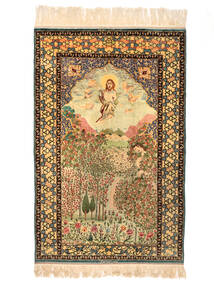 163X230 Isfahan Pictorial Signed: Haghighi Rug Oriental Orange/Brown ( Persia/Iran) Carpetvista