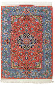  Isfahan Urdimbre De Seda Firmada: Haghighi Alfombra 150X220 Persa Rojo/Gris Pequeño Carpetvista