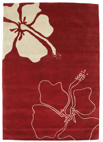  160X230 Blooming Lillies Handtufted Rug - Red Wool