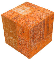 50X50 Patchwork Hocker/Ottoman Sitzpouf Teppich Orientalischer Quadratisch (Wolle, Türkei) Carpetvista