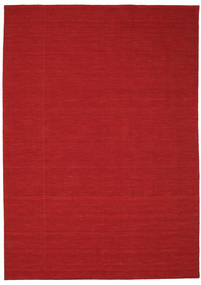 Kelim Loom 220X320 Dark Red Plain (Single Colored) Wool Rug