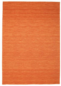 Kelim Loom 220X320 Oranje Eén Kleur Wol Vloerkleed