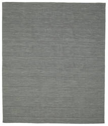  250X300 Cor Única Grande Kilim Loom Tapete - Cinza Escuro Lã