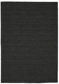 Kelim Loom 220X320 Black Plain (Single Colored) Wool Rug