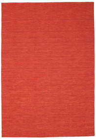 Kelim Loom 200X300 Red Plain (Single Colored) Wool Rug