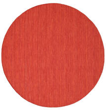  Ø 200 Plain (Single Colored) Kilim Loom Rug - Red Wool