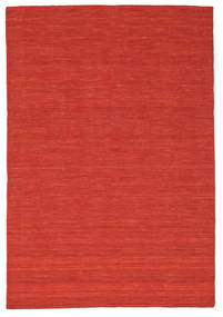 Kelim Loom 160X230 Czerwony Jednobarwny Dywan Wełniany