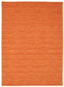  160X230 Monocromatico Kilim Loom Tappeto - Arancione Lana