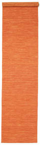  Wollteppich 80X400 Kelim Loom Orangeläufer Klein