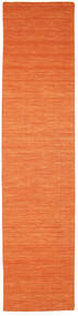  Wool Rug 80X350 Kelim Loom Orange Runner
 Small