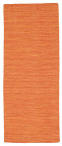 Kelim Loom 80X200 Malý Oranžová Jednobarevný Běhoun Vlněný Koberec