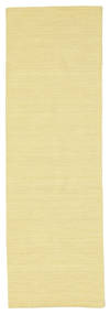 Kelim Loom 80X250 Small Yellow Plain (Single Colored) Runner Wool Rug