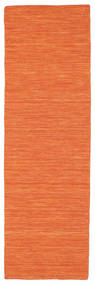  80X250 Plain (Single Colored) Small Kilim Loom Rug - Orange Wool