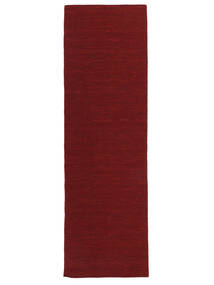 Kelim Loom 80X250 Malý Tmavě Červená Jednobarevný Běhoun Vlněný Koberec