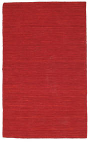  100X160 Plain (Single Colored) Small Kilim Loom Rug - Dark Red Wool