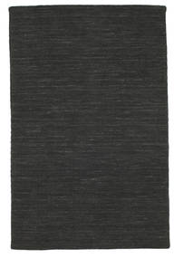Kelim Loom 100X160 Small Black Plain (Single Colored) Wool Rug