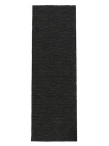 Kelim Loom 80X250 Kicsi Fekete Egyszínű Futószőnyeg Gyapjúszőnyeg