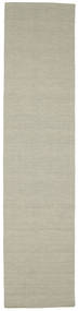 Kelim Loom 80X350 Small Light Grey/Beige Plain (Single Colored) Runner Wool Rug