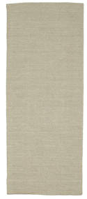 Kelim Loom 80X200 Small Light Grey/Beige Plain (Single Colored) Runner Wool Rug