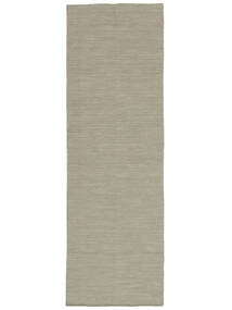 Kelim Loom 80X250 Small Light Grey/Beige Plain (Single Colored) Runner Wool Rug