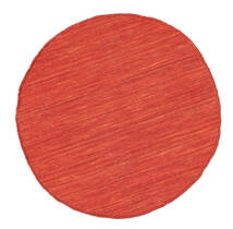  Ø 70 Plain (Single Colored) Small Kilim Loom Rug - Red Wool