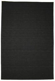 Kelim Loom 400X600 Large Black Plain (Single Colored) Wool Rug