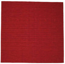 Kelim Loom 300X300 Large Dark Red Plain (Single Colored) Square Wool Rug