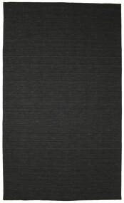 Kelim Loom 300X500 Large Black Plain (Single Colored) Wool Rug