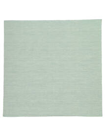 Kelim Loom 300X300 大 ミントグリーン 単色 正方形 ウール 絨毯