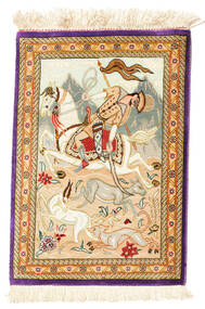 Qum Silk Pictorial Rug 30X40 Silk, Persia/Iran Carpetvista