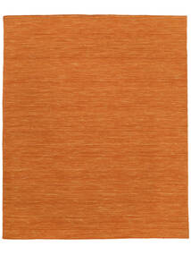  250X300 Plain (Single Colored) Large Kilim Loom Rug - Orange Wool