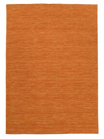  200X300 Eén Kleur Kelim Loom Vloerkleed - Oranje Wol