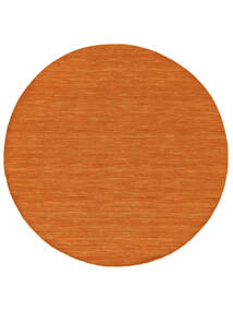  Wool Rug Ø 150 Kelim Loom Orange Round Small