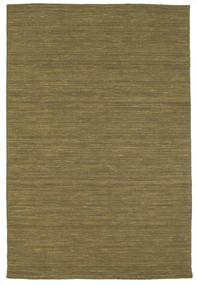 Kelim Loom 120X180 小 オリーブグリーン 単色 ウール 絨毯
