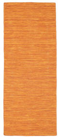 Kelim Loom 80X200 Klein Orange Einfarbig Läufer Wollteppich