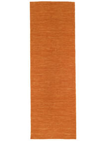 Gangloper 80X250 Effen Kelim Loom Vloerkleed - Oranje
