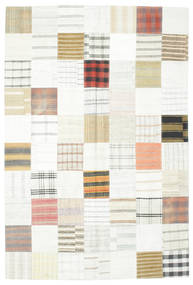  キリム パッチワーク 絨毯 201X301 ウール ホワイト/ベージュ Carpetvista