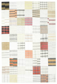  キリム パッチワーク 絨毯 201X301 ウール ホワイト/ベージュ Carpetvista
