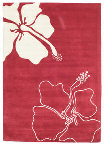  Alfombra De Lana 140X200 Blooming Lillies Handtufted Rojo Pequeño