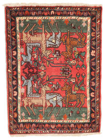  64X87 Medallion Small Hamadan Pictorial Rug Wool, Carpetvista
